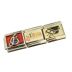 NWT 9mm Y2K Treble Clef/Music Notes/Piano Silver Stainless Steel Italian Charms